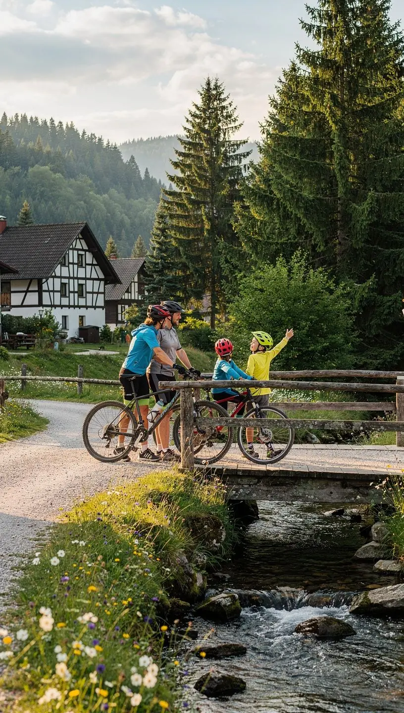 Eine glückliche Familie erkundet ein barrierefreies Museum in Deutschland.